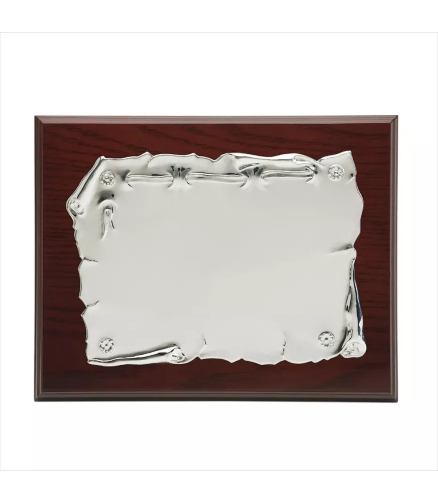 PLACA CONMEMORATIVA EN ALPACA PLATEADA PERGAMINO P-2019