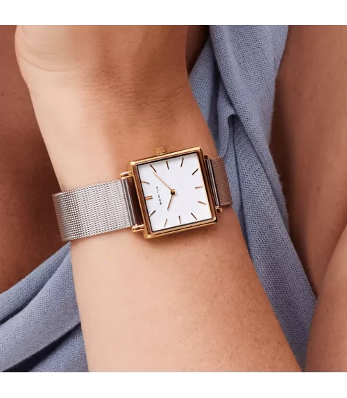 Reloj Bering mujer cuadrado 18226-010 con brazalete de malla milanesa.