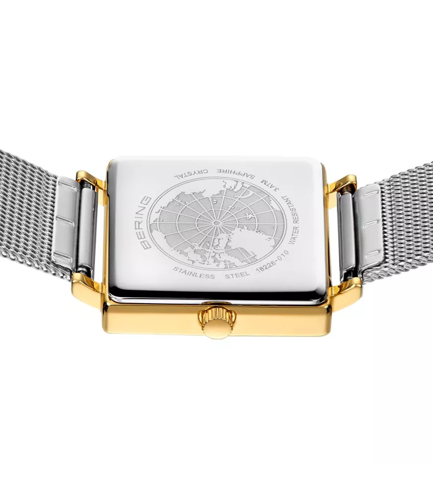 Reloj Bering mujer cuadrado 18226-010 con brazalete de malla milanesa.