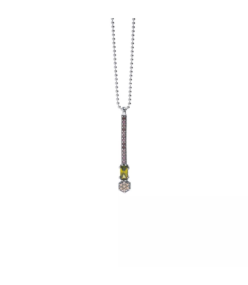 Colgante Amélie Baguette Péridot plata. peridoto y circonitas. CL065572