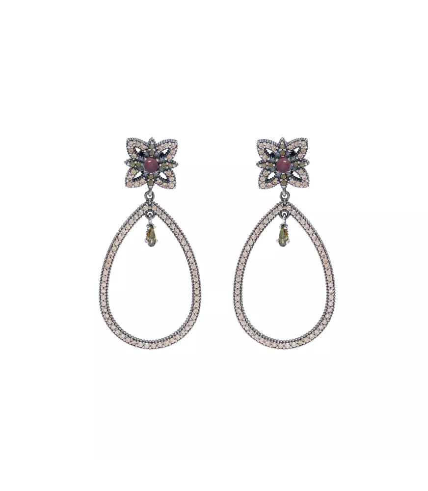 Pendientes Charlotte Tourmaline plata, turmalina y circonitas. PE065492