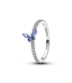 Anillo en plata de ley Mariposa Azul Brillante