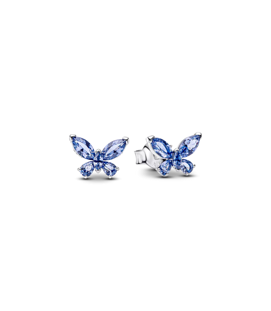 Pendientes en plata de ley de Botón Mariposa Azul