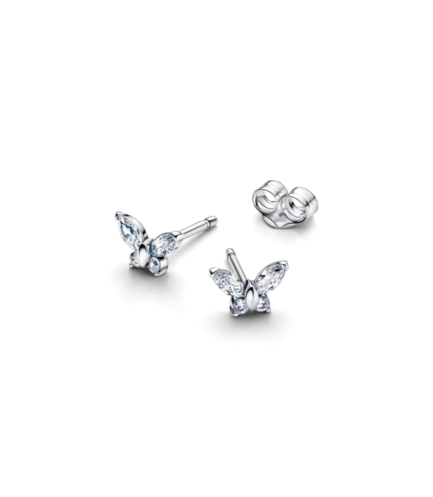 Pendientes en plata de ley de Botón Mariposa