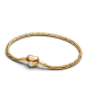 Pulsera Pandora con un recubrimiento en oro de 14k de Cadena de Serpiente con Cierre Corazón Facetado Grabable