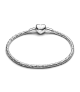 Pulsera Pandora en plata de ley de Cadena de Serpiente con Cierre Corazón Facetado Grabable