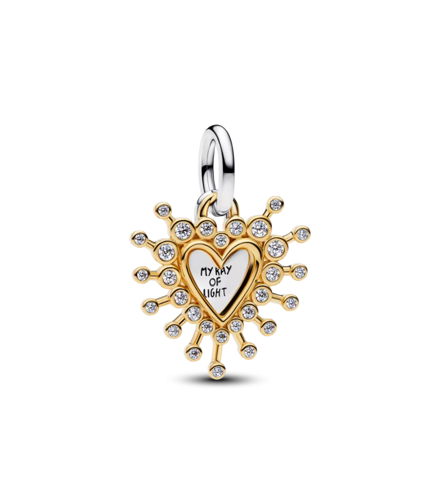 Charm colgante en plata de ley y con un recubrimiento en oro de 14k Corazón Envuelto 