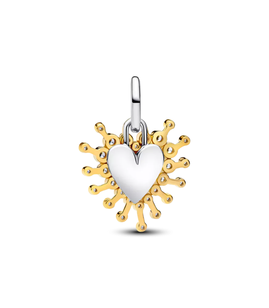 Charm colgante en plata de ley y con un recubrimiento en oro de 14k Corazón Envuelto 
