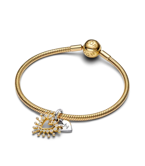 Charm colgante en plata de ley y con un recubrimiento en oro de 14k Corazón Envuelto 