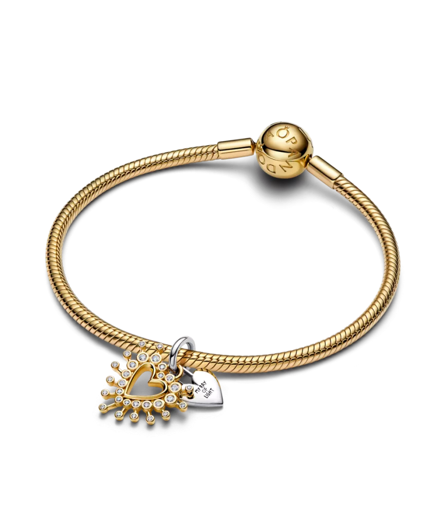 Charm colgante en plata de ley y con un recubrimiento en oro de 14k Corazón Envuelto 