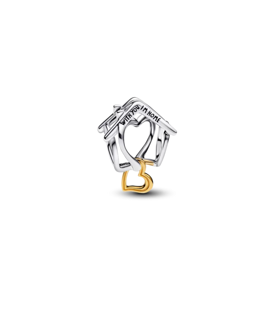 Charm en plata de ley y con un recubrimiento en oro de 14k Corazón Envuelto 