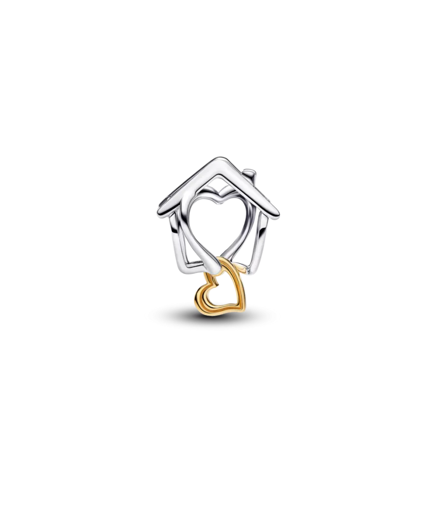 Charm en plata de ley y con un recubrimiento en oro de 14k Corazón Envuelto 