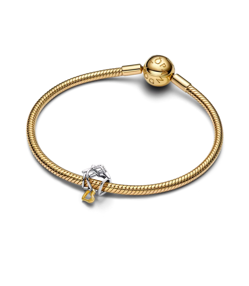 Charm en plata de ley y con un recubrimiento en oro de 14k Corazón Envuelto 