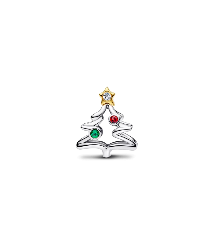Charm en plata de ley y con un recubrimiento en oro de 14k Árbol de Navidad