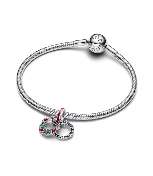 Charm colgante en plata de ley Doble Corona Navideña