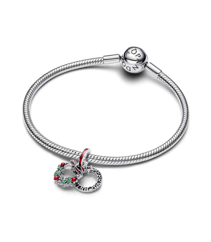 Charm colgante en plata de ley Doble Corona Navideña