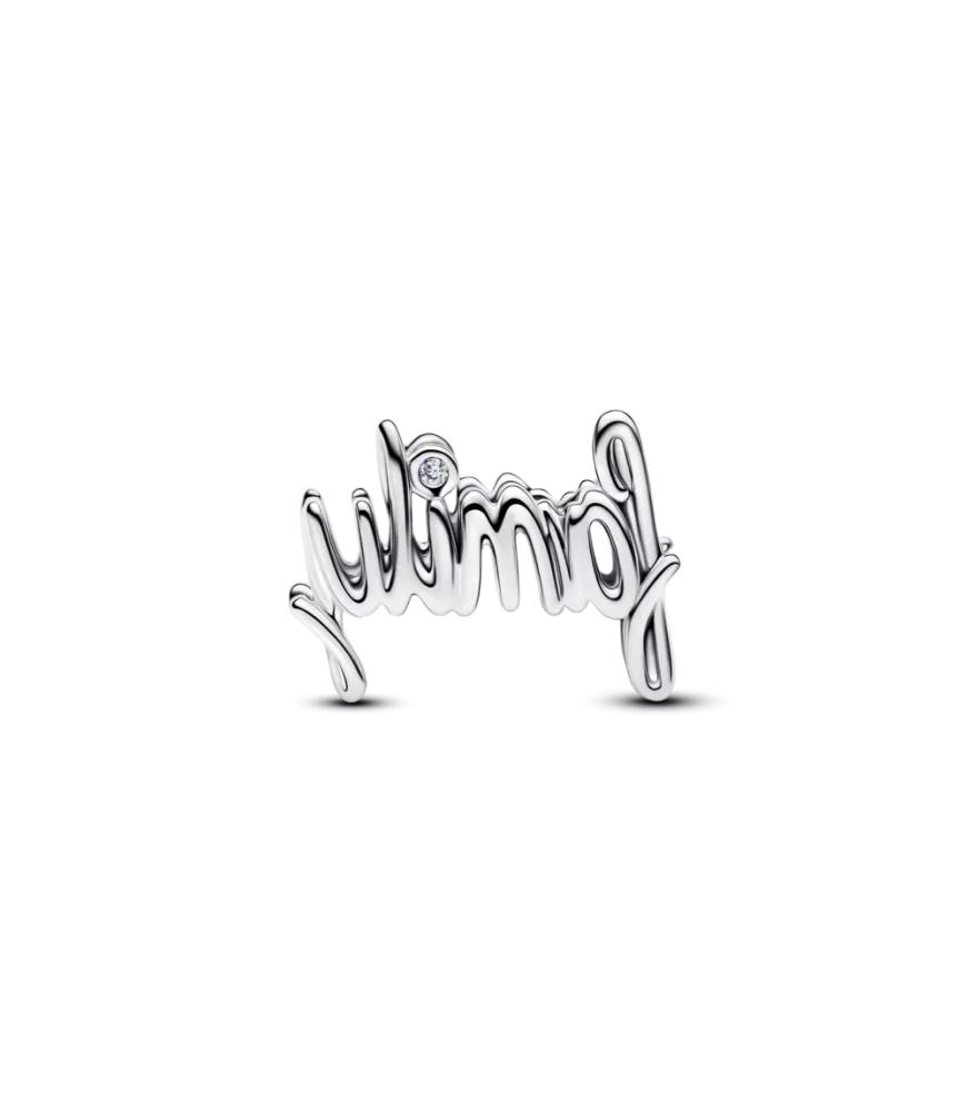 Charm en plata de ley Familia Escrito a mano