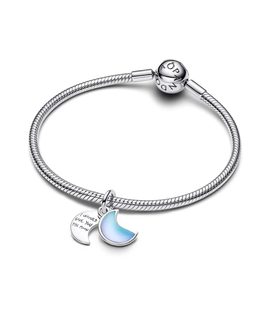 Charm colgante en plata de ley Doble Luna Creciente