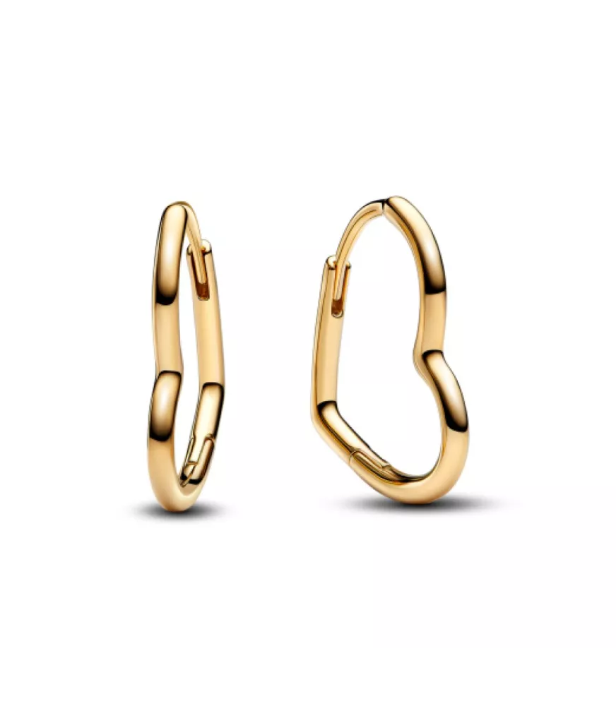 Pendientes con un recubrimiento en oro de 14k Aro Corazón Asimétrico