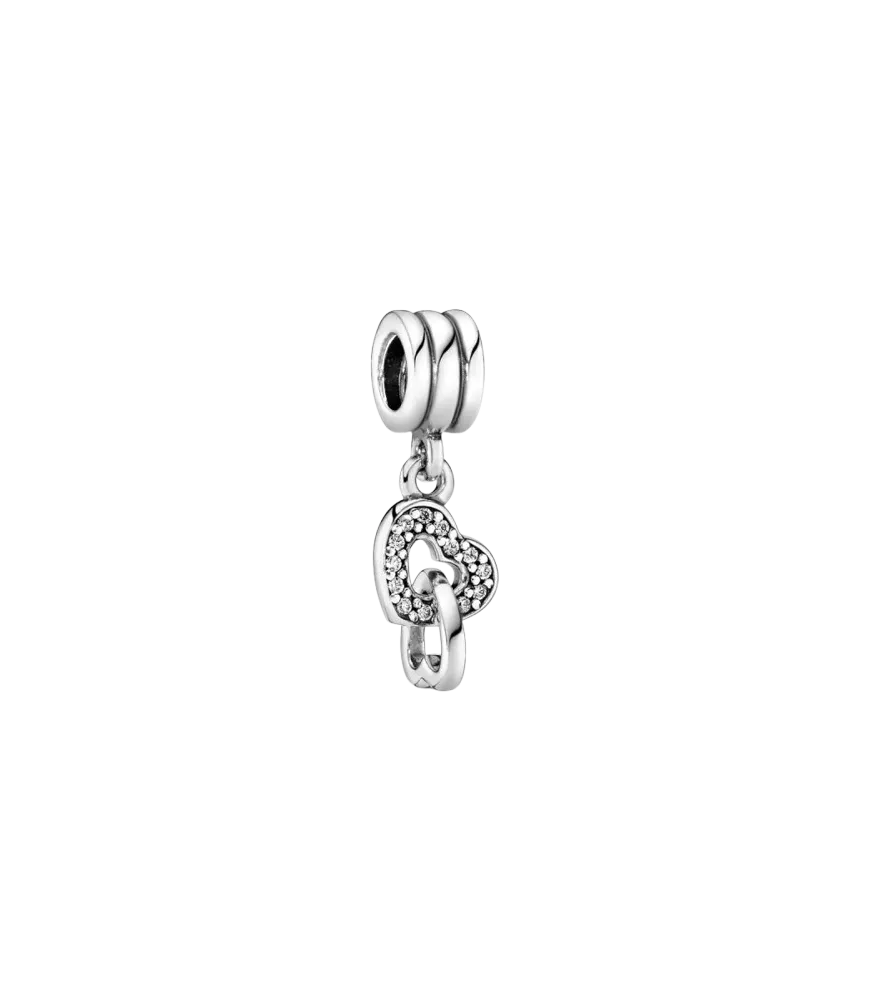 Charm colgante en plata de ley Corazones Entrelazados