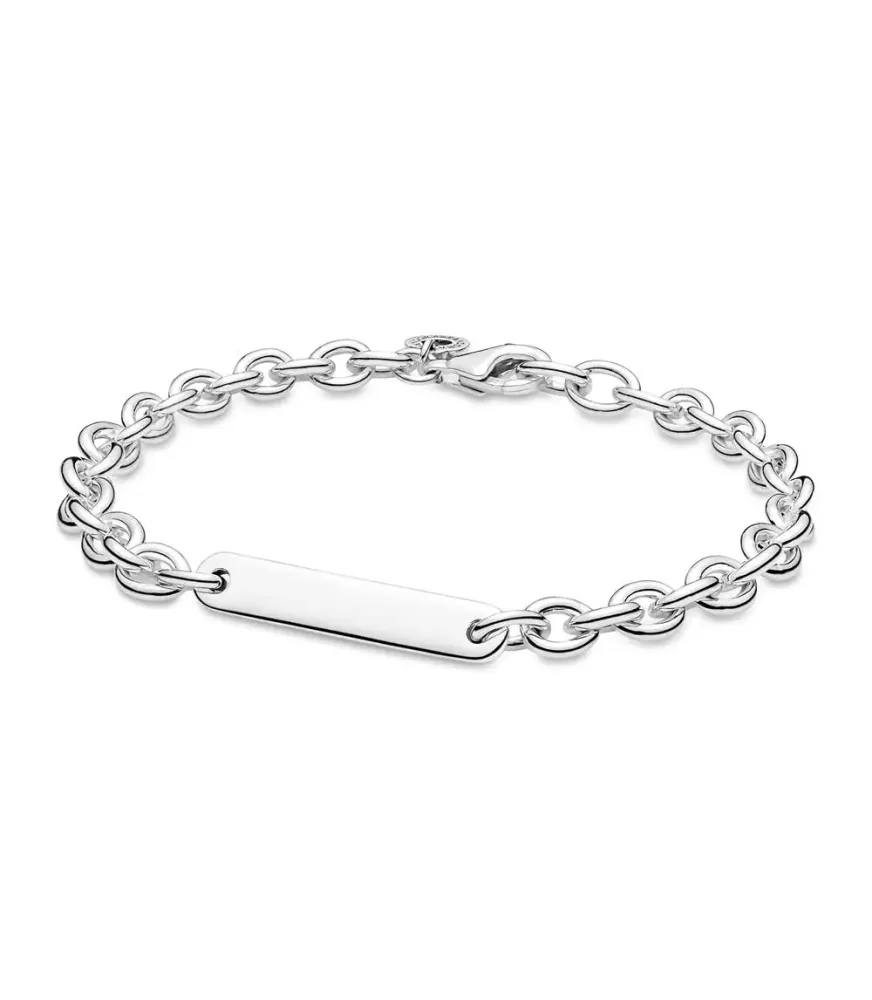 Pulsera Pandora en plata de ley de Eslabones con Barra Grabable