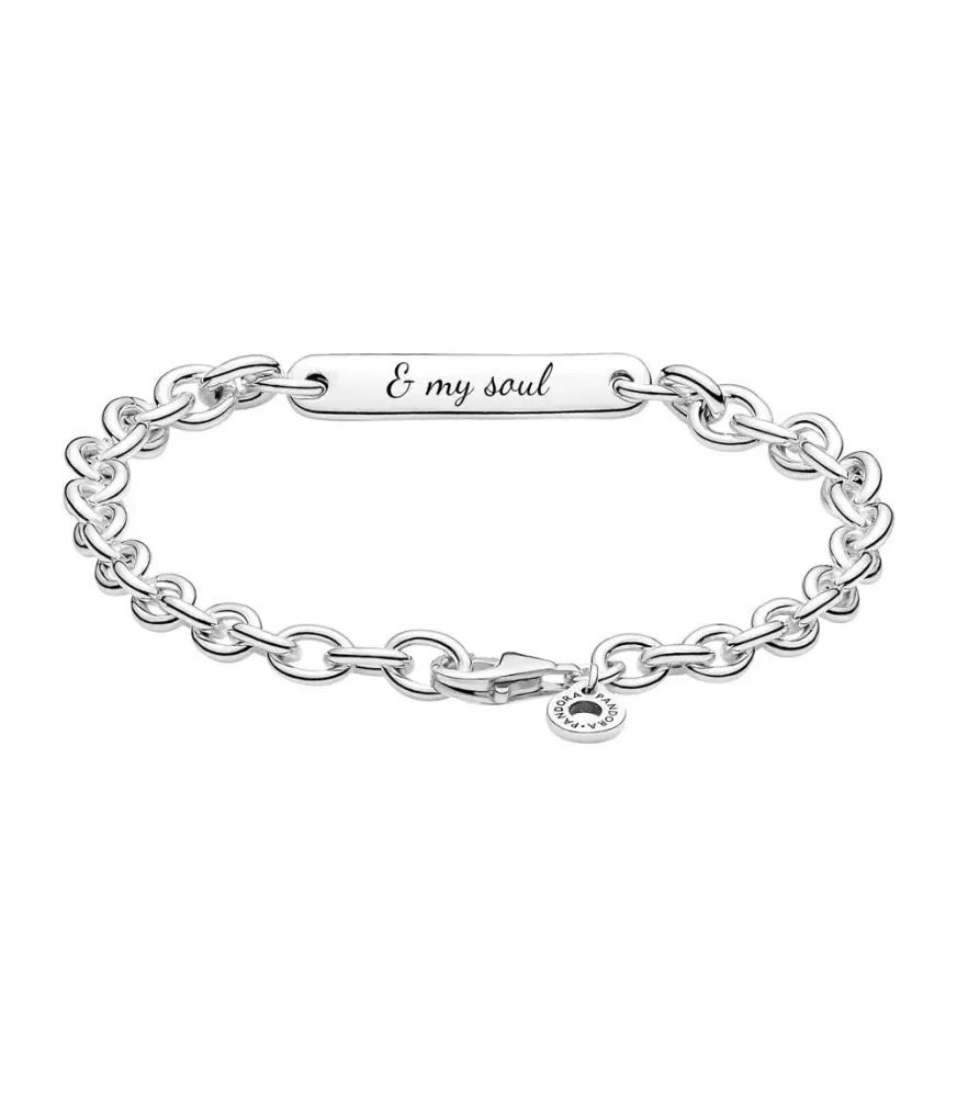 Pulsera Pandora en plata de ley de Eslabones con Barra Grabable