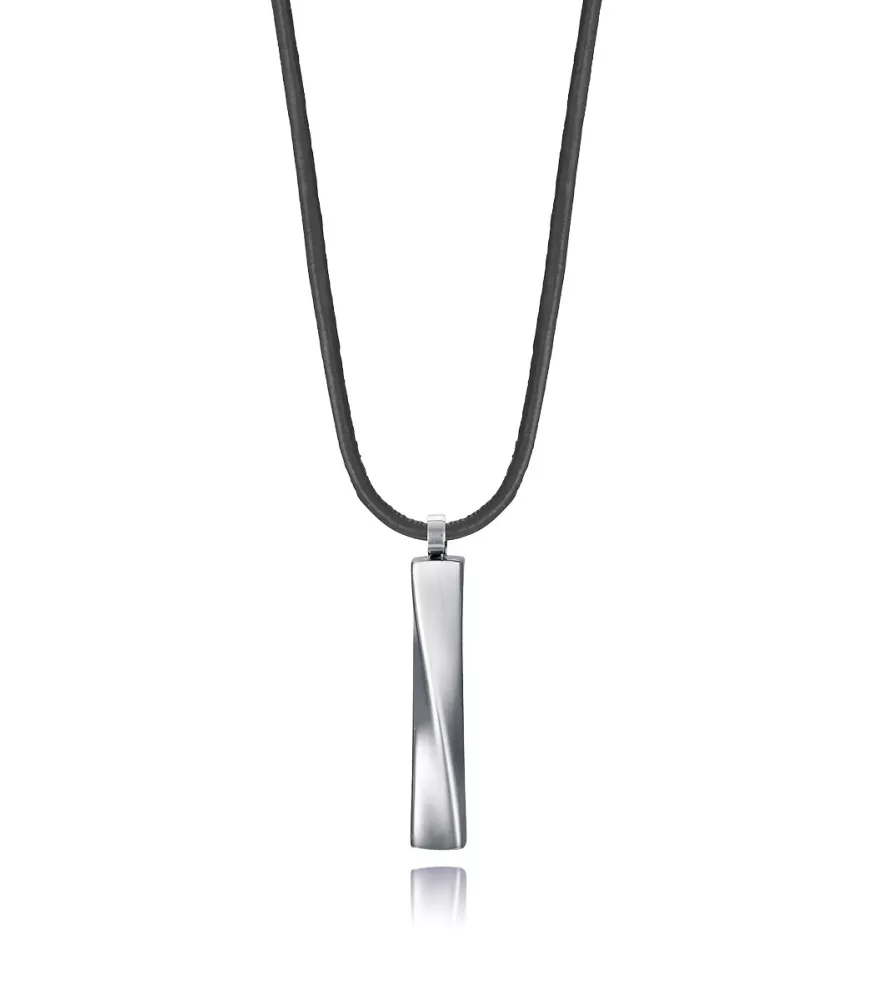 Collar Viceroy en acero y piel hombre 75429C01000