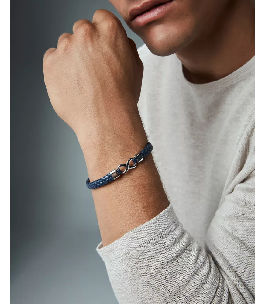 Pulsera Viceroy en acero y piel hombre 14331P01013