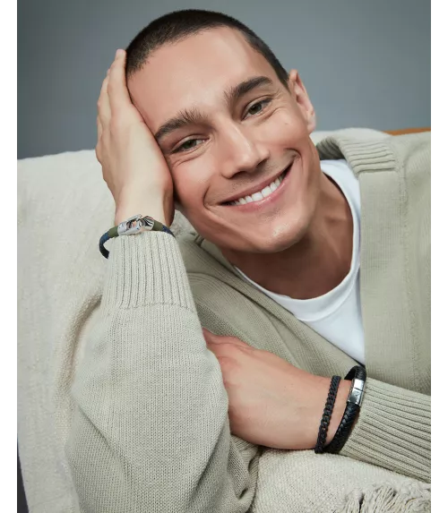 Pulsera Viceroy en acero y piel hombre 15201P01013