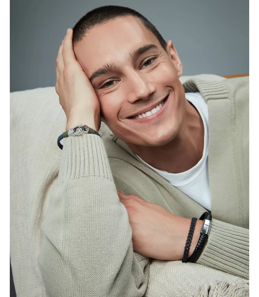 Pulsera Viceroy en acero y piel hombre 15201P01013