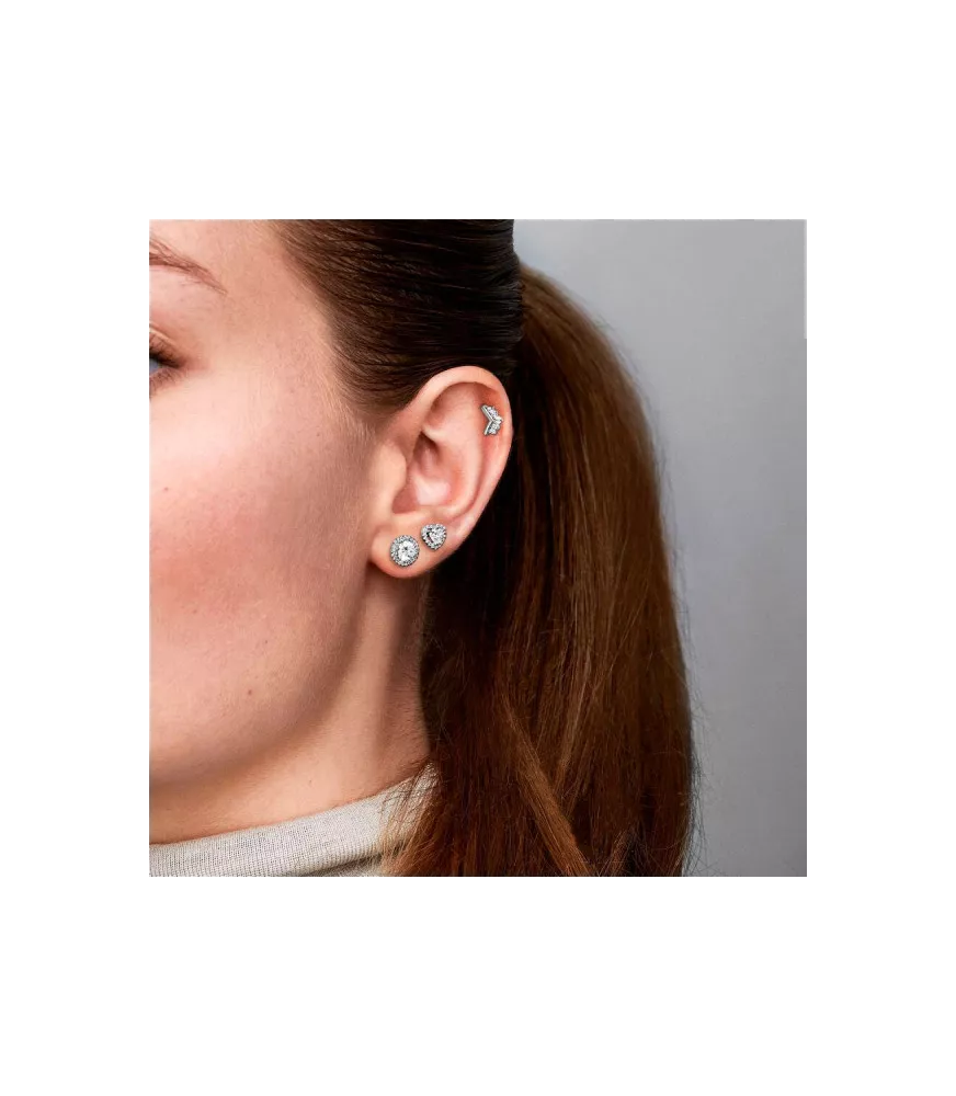 Pendientes de botón en plata de ley Corazón Elevado