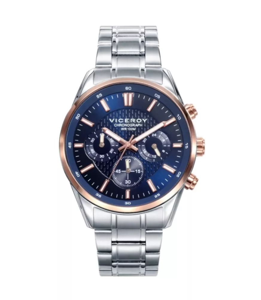 Reloj Viceroy hombre, cuarzo, analógico, 3 agujas y cronógrafo.