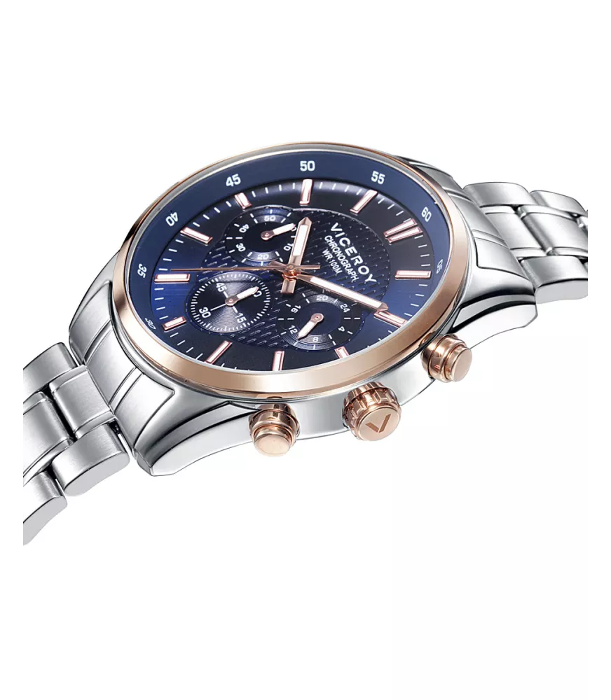 Reloj Viceroy hombre, cuarzo, analógico, 3 agujas y cronógrafo.