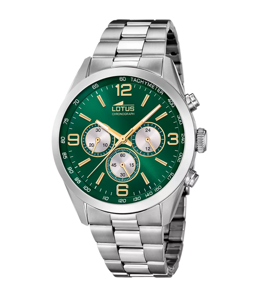 Reloj Lotus Chrono, hombre, cuarzo ,analógico, 3 agujas y cronógrafo.