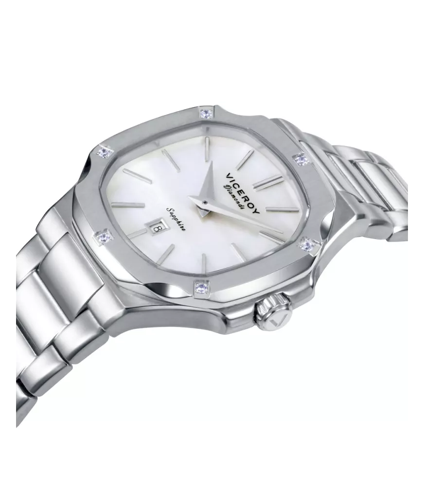 Reloj Viceroy mujer, cuarzo, analógico, 2 agujas, calendario y diamantes.