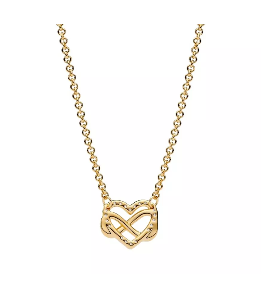 Collar con un Recubrimiento en oro de 14k  Corazón Infinito Brillante