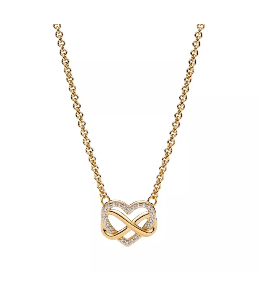 Collar con un Recubrimiento en oro de 14k  Corazón Infinito Brillante