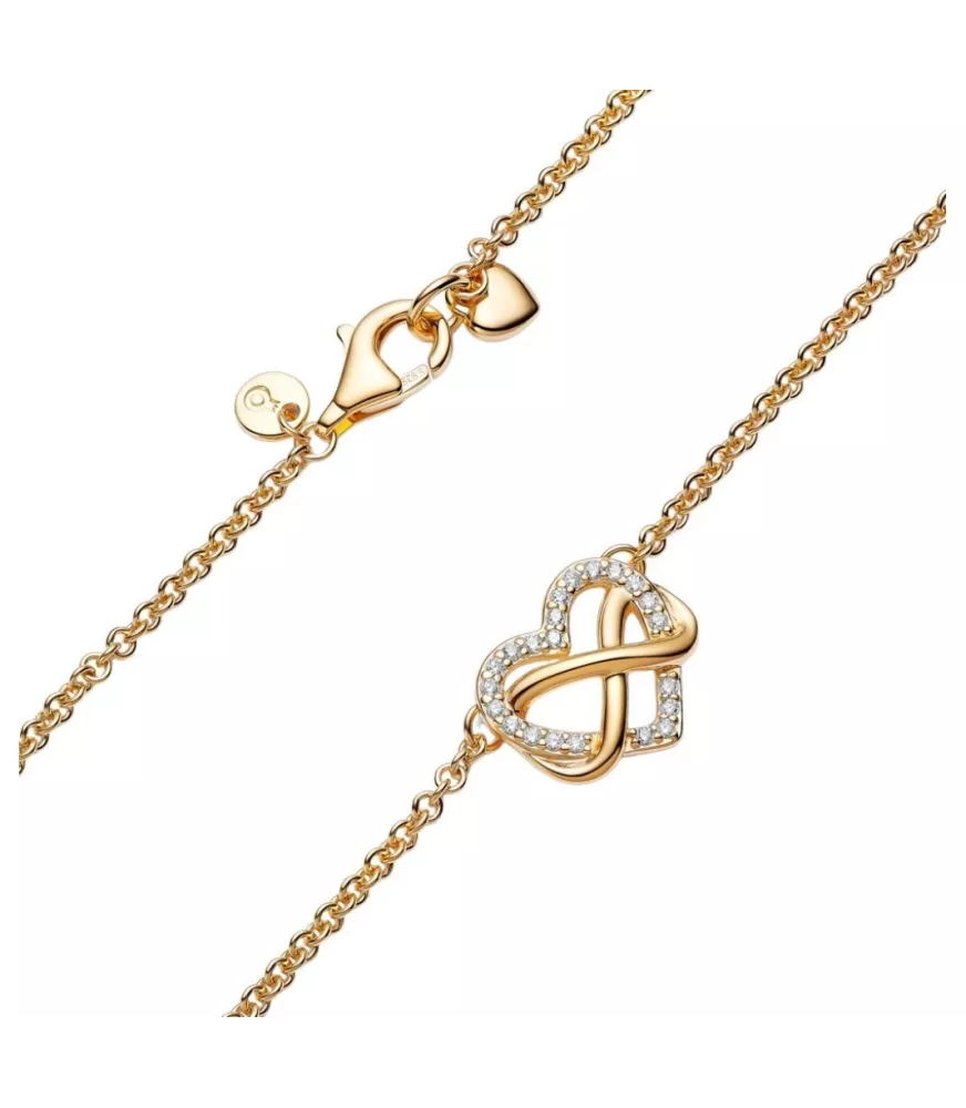 Collar con un Recubrimiento en oro de 14k  Corazón Infinito Brillante