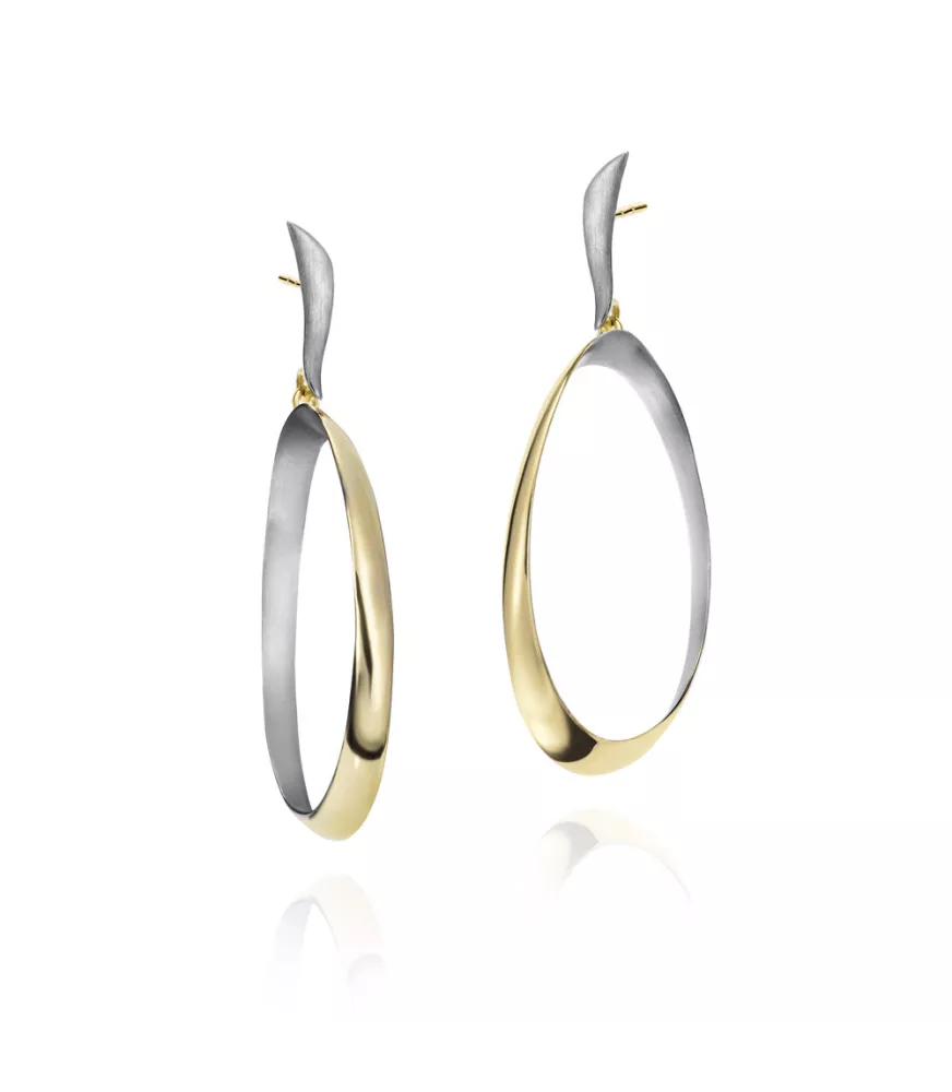 Pendientes Bubble Jorge Revilla en plata dorada y plata. PE121-0766OM