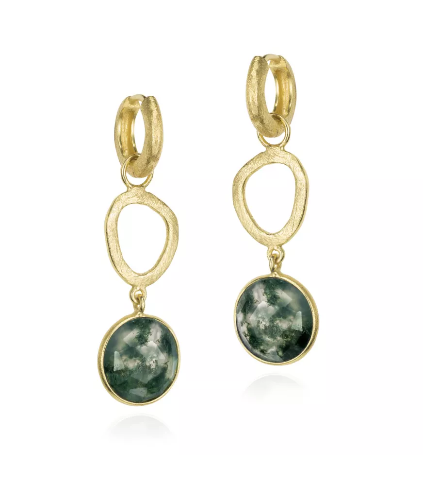 Pendientes Luna Jorge Revilla en plata dorada. PE129-67/MUO
