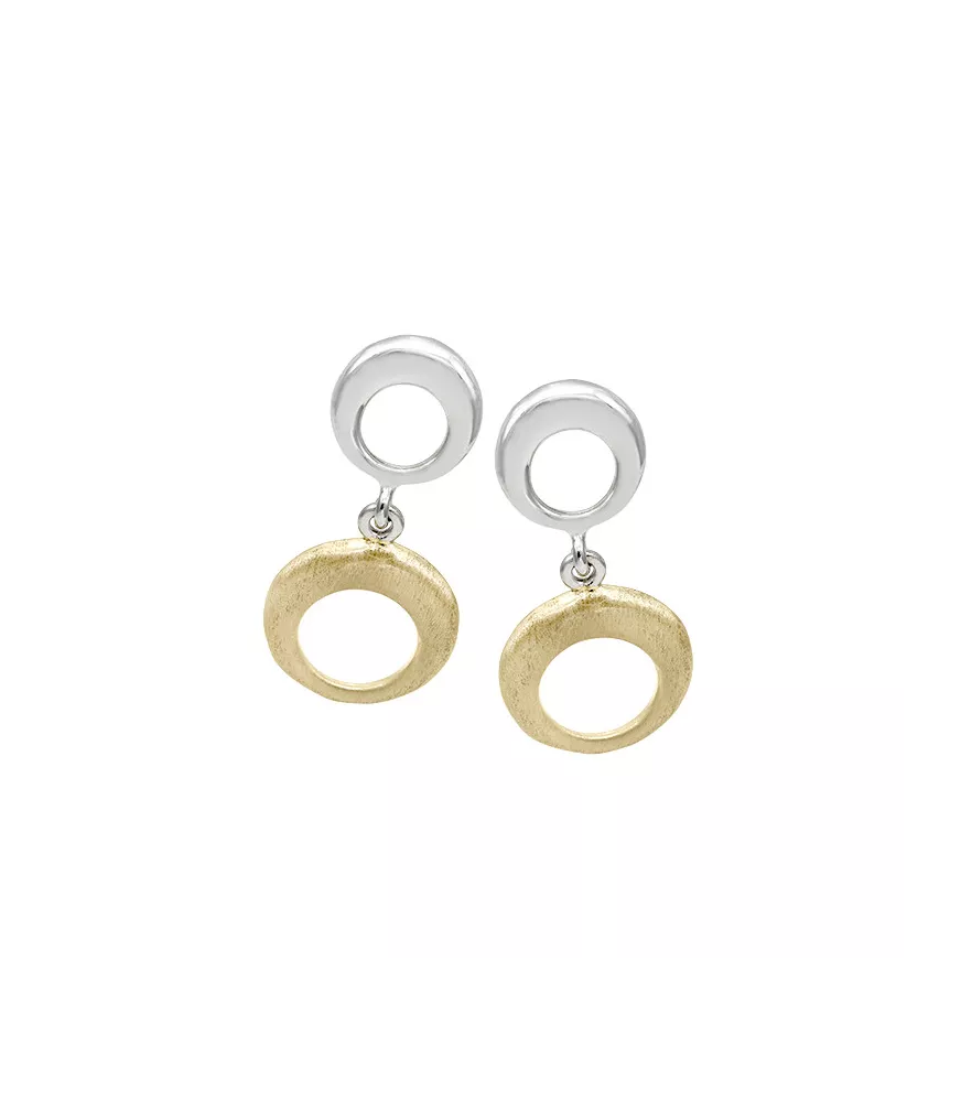 Pendientes Ronda Jorge Revilla en plata dorada y plata. PE121-0591/OM