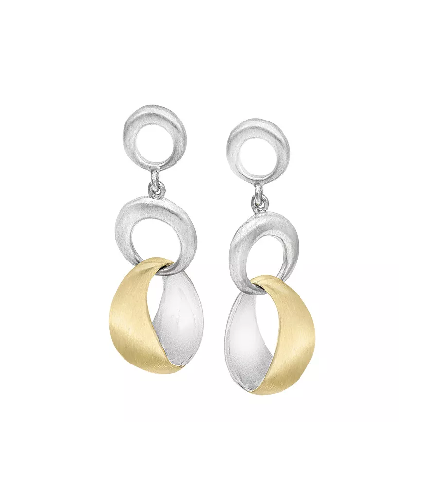 Pendientes Ronda Jorge Revilla en plata dorada y plata. PE121-0601OM