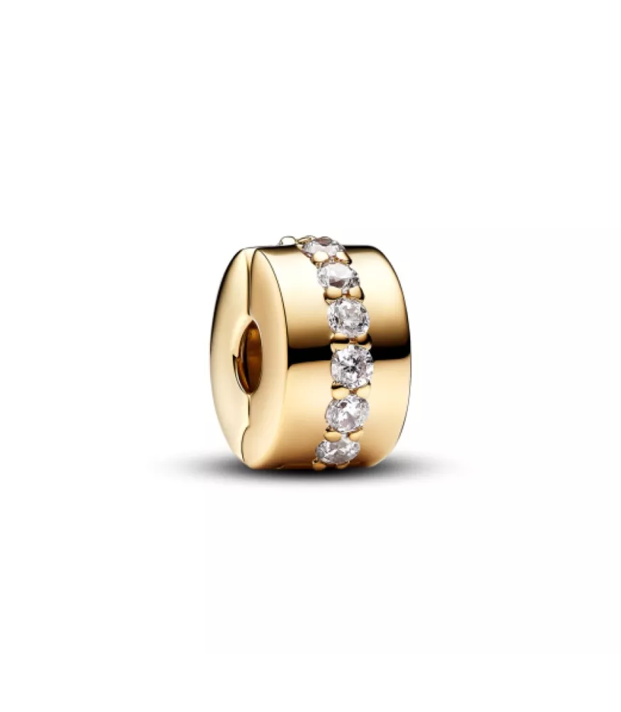 Clip Pandora con un Recubrimiento en oro de 14k Fila Brillante Transparente REF.761972CZ