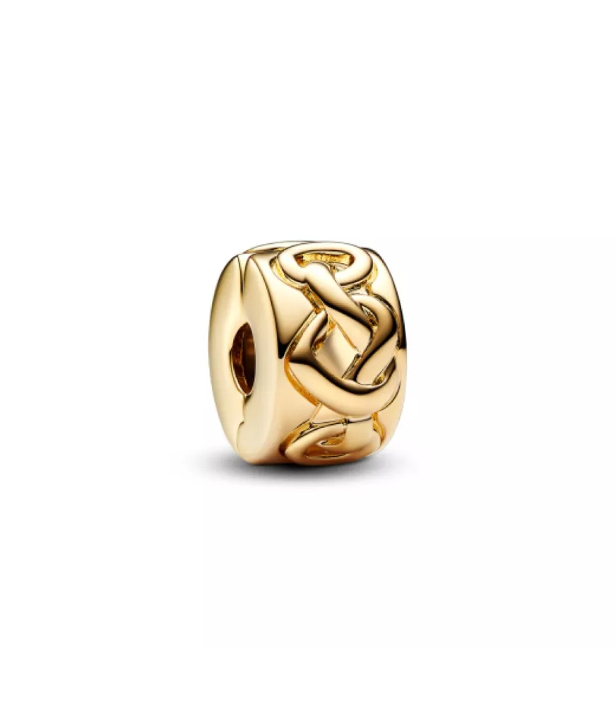 Clip Pandora con un Recubrimiento en oro de 14k Corazones Anudados REF.768035C00