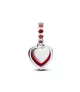 Charm Colgante en plata de ley Doble Corazón Cristal de Murano Rojo