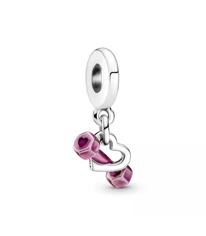 Charm Colgante en Plata De Ley Mancuerna y Corazón