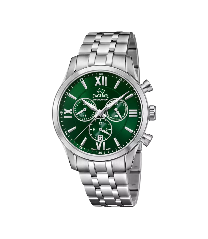 Reloj Jaguar Acamar Chronographe verde, hombre, cuarzo suizo ,analógico, 3 agujas, cronografo y calendario.