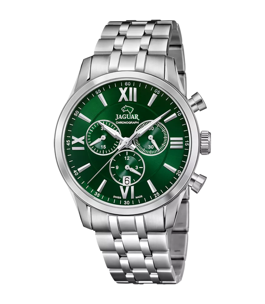 Reloj Jaguar Acamar Chronographe verde, hombre, cuarzo suizo ,analógico, 3 agujas, cronografo y calendario.