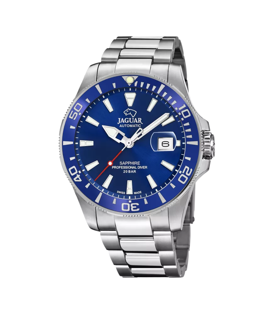 Reloj Jaguar Pro Diver Automático azul, hombre, cuarzo suizo ,analógico, 3 agujas y calendario.