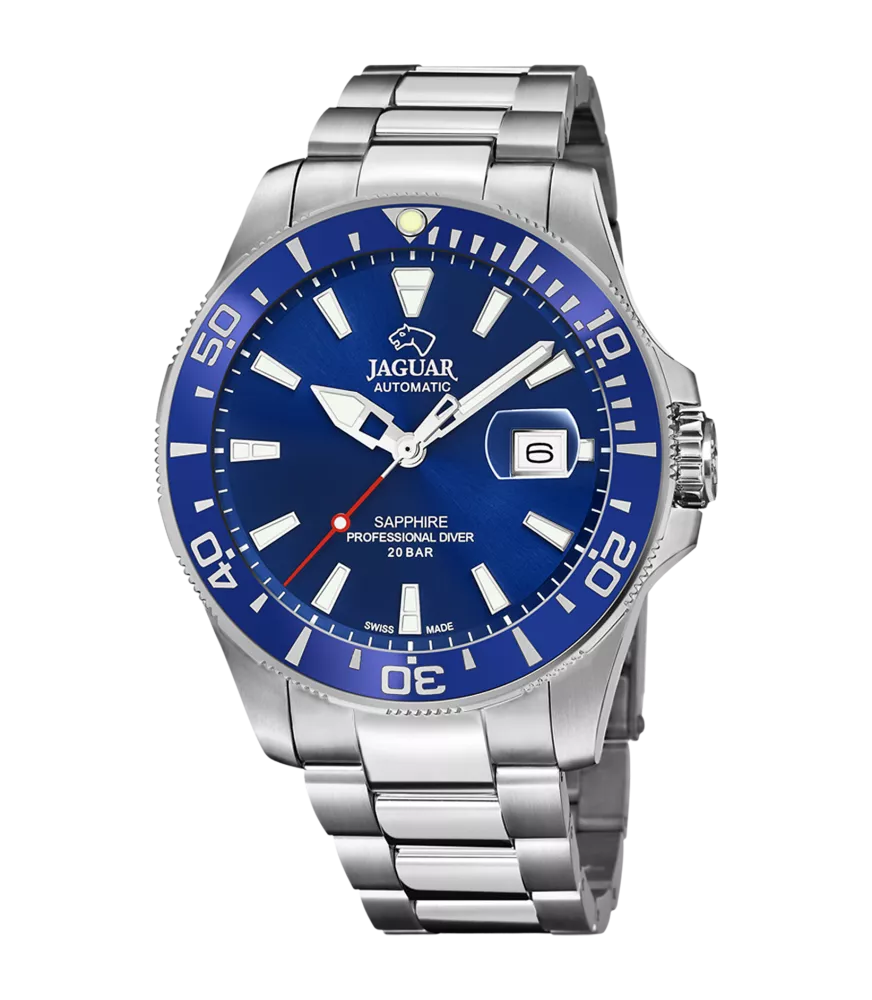 Reloj Jaguar Pro Diver Automático azul, hombre, cuarzo suizo ,analógico, 3 agujas y calendario.